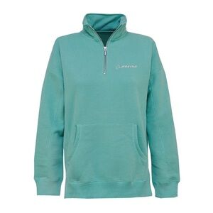 NWT Boeing Signature Logo Evie Quarter-Zip Pullover Sweatshirt Teal Blue Capri